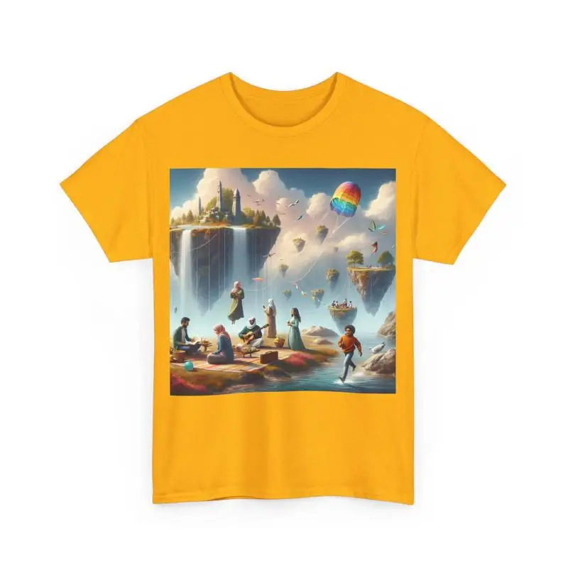 Surreal Floating Islands Picnic T Shirt Artistic Dreamscape Design