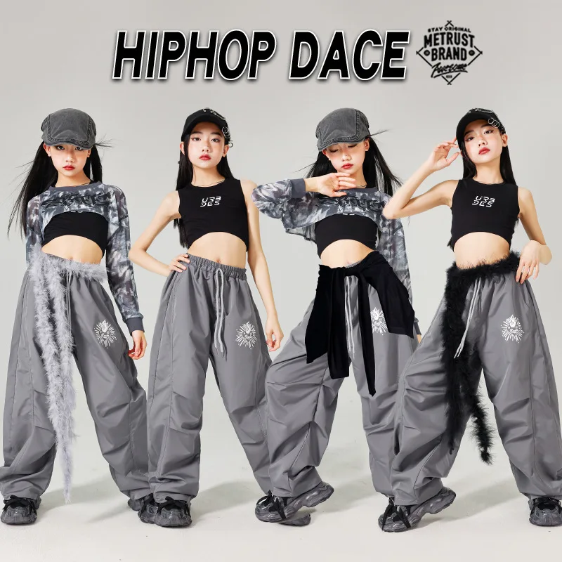 

Hip Hop Girls Cool K-pop Crop Top Street Dance Letters Joggers Pants Kids Streetwear Child Jazz Costumes Girls Group Clothes Set