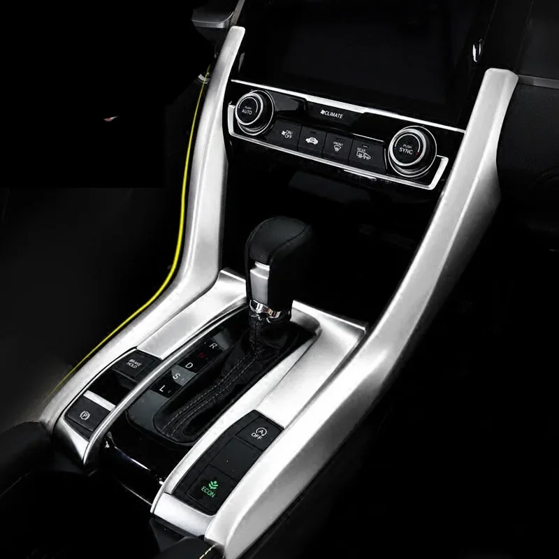 For Honda Civic 10th 2016 2017 ABS Matte Car Interior gear Box Console Panel Frame Cover Trim Sequin Decoration Auto Accessories