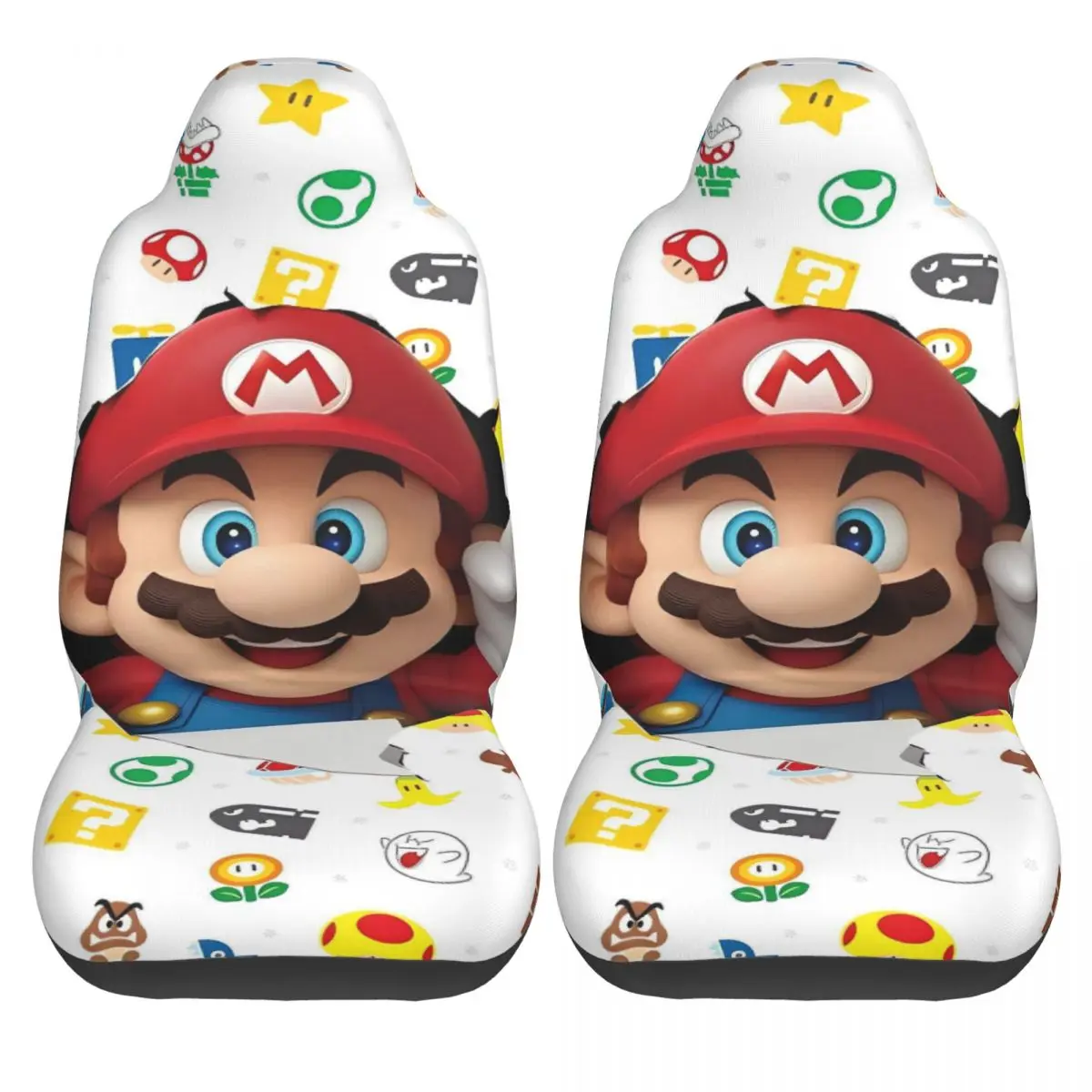 

Чехлы на автомобильные сиденья с героями мультфильмов Super Mario Bros, забавные автомобильные чехлы на сиденья из двух предметов, удобный чехол из полиэстера с минивэном