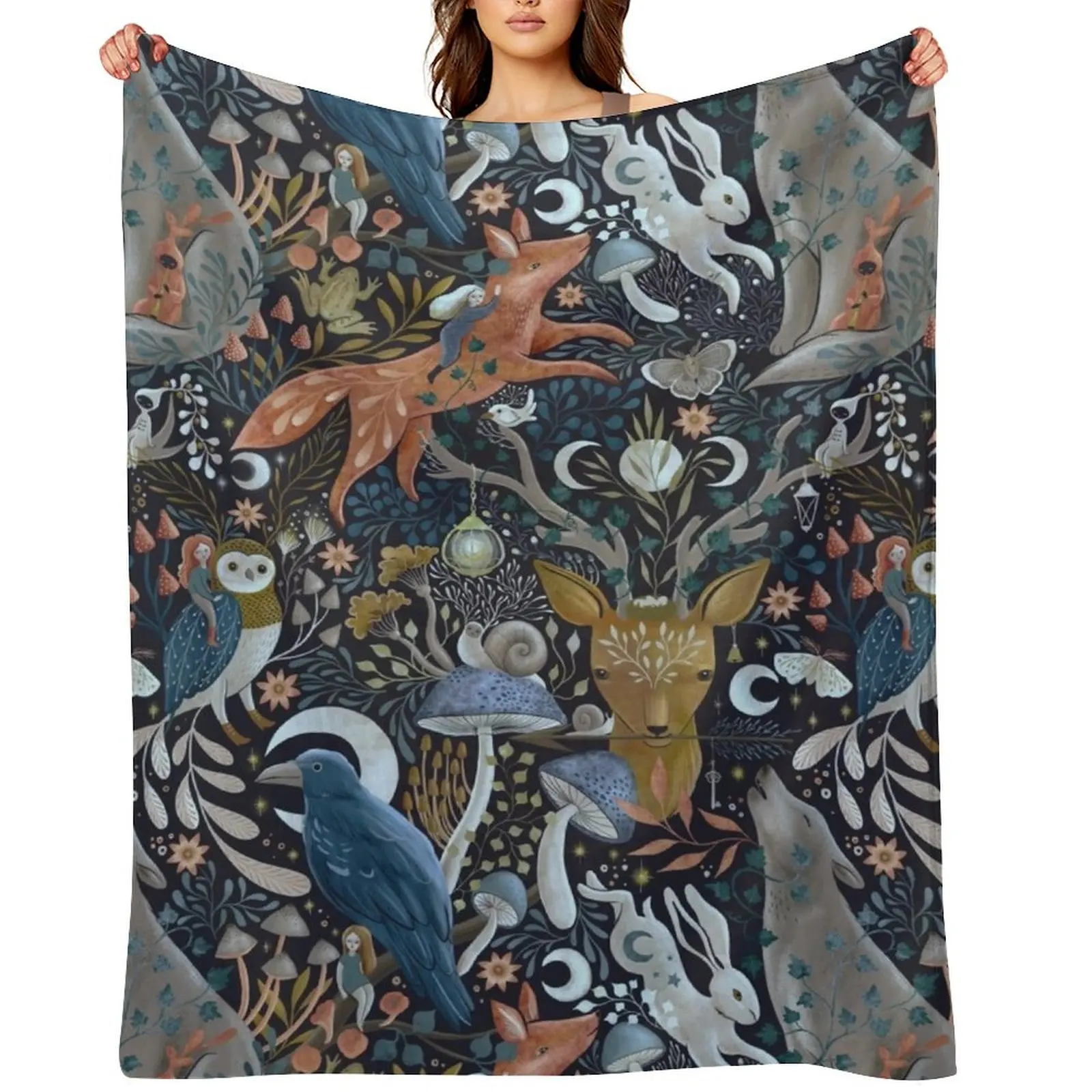 whimsical gothic pattern Throw Blanket Decorative Beds Single halloween Luxury Brand christmas gifts Vintage Blankets