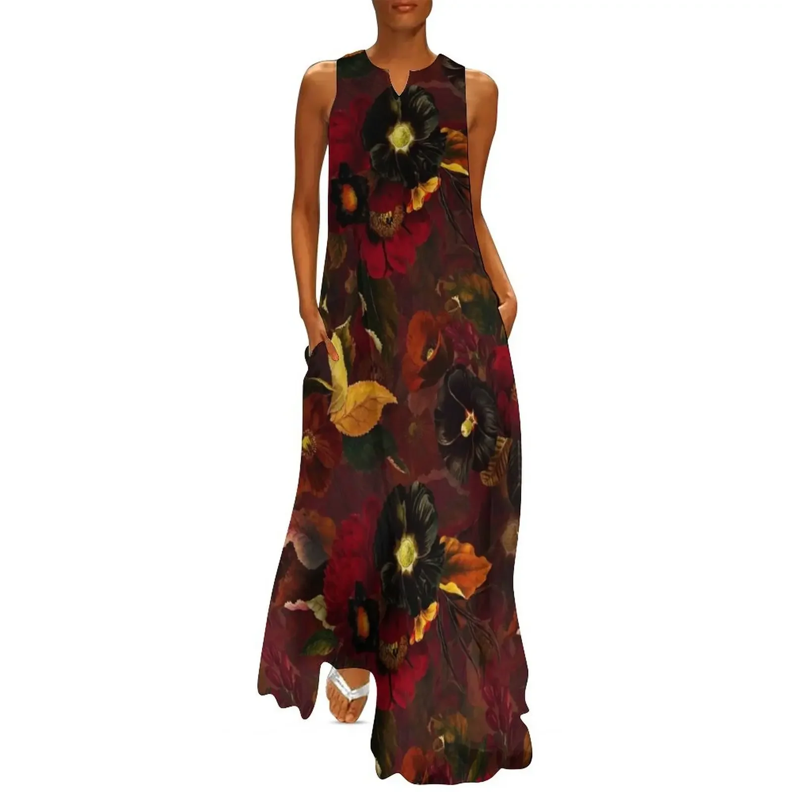 

Red Mystical Botanical Night Garden Long Dress ceremony dresses Prom gown Dress