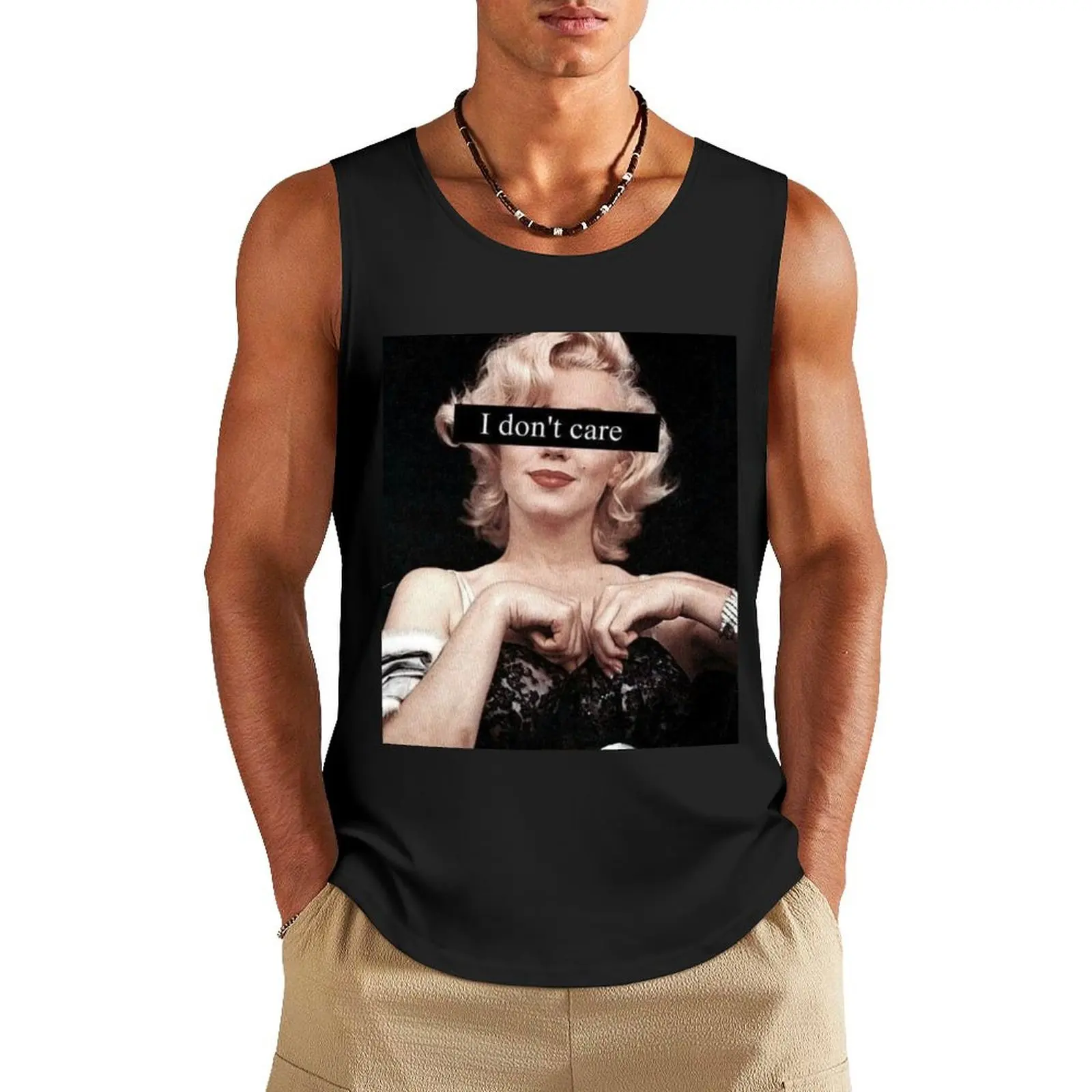 I don't care Tank Top Sleeveless T-shirt sleeveless vest men man sexy?costume gym clothes men