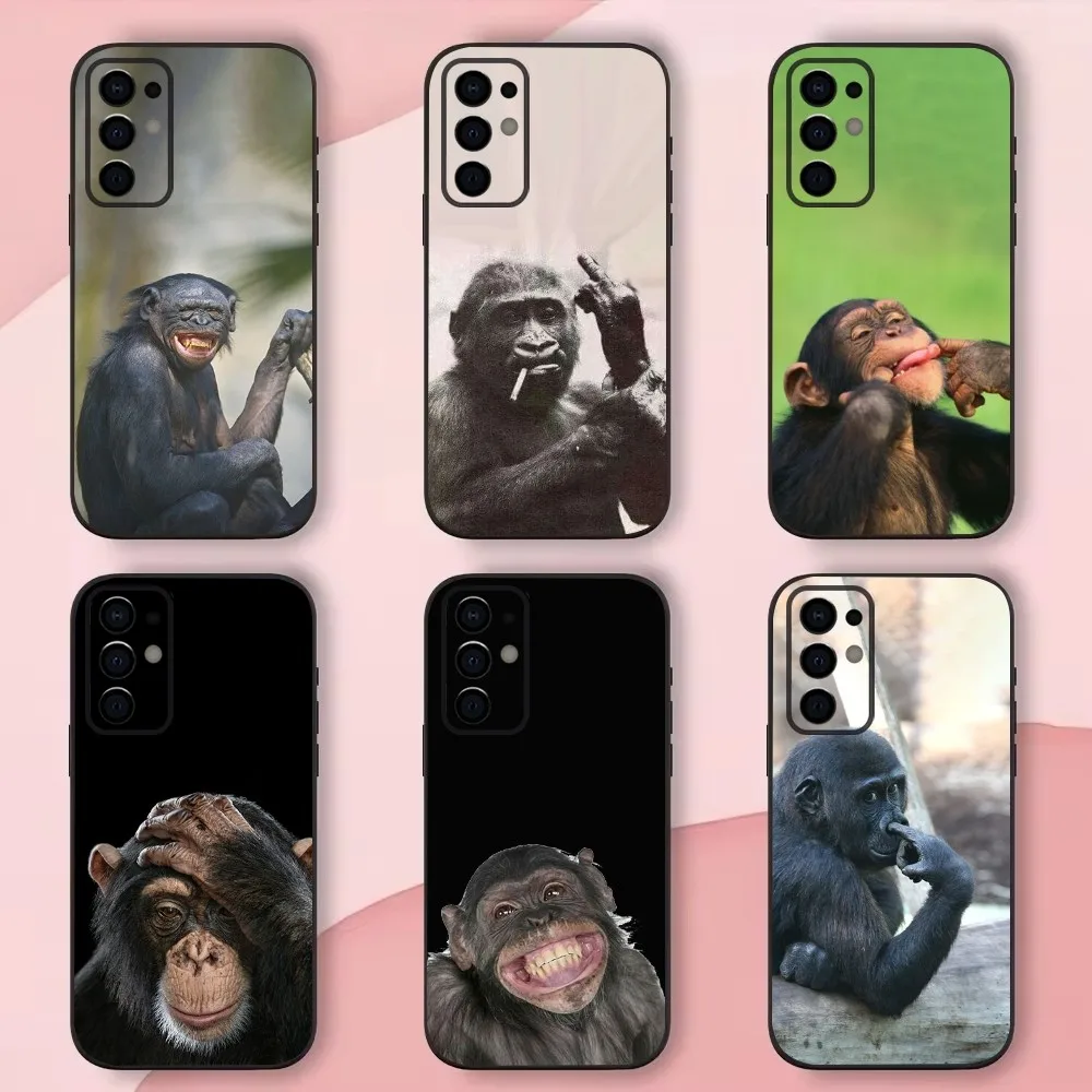 Monkey Gorilla Orangutan Funny Phone Case For Samsung S24,S21,S22,S23,S30,Ultra,S20,Plus,Fe,Lite,Note,10,9,5G Black Soft Shell