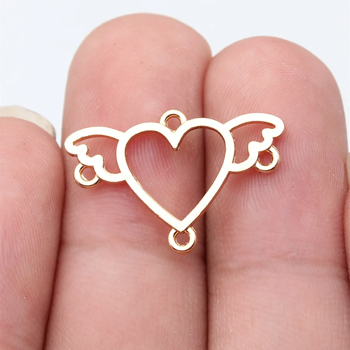 WYSIWYG 10pcs 24x16mm 3 Colors Wing Heart Earring Connector Pendants Earring Connector Pendants Charm Earring Findings
