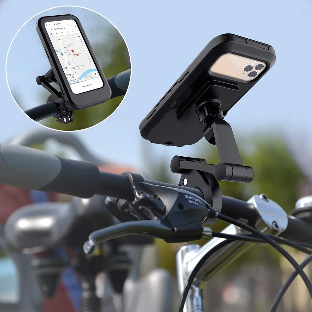 Waterproof Motorcycle Bike Mobile Phone Holder Bicycle GPS Navigation 360° Swivel Adjustable Motorcycle Cellphone Holder