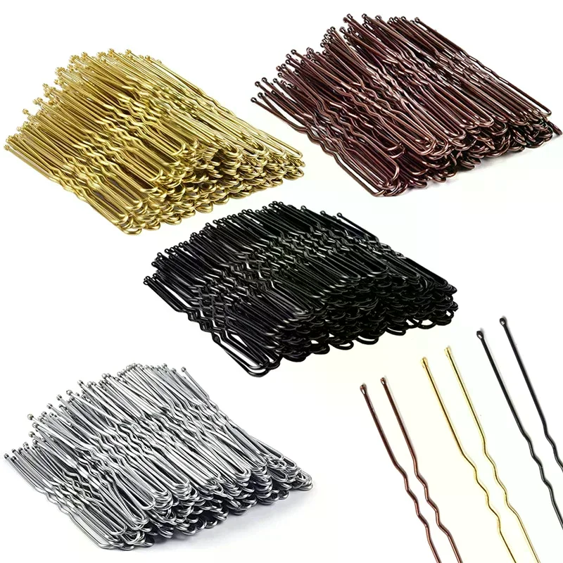 

50PCS/Bag 6cm/7cm U Shaped Alloy Hairpins Waved Hair Clips Simple Metal Bobby Pins Barrettes Bridal Hairstyle Tools Hair Pins