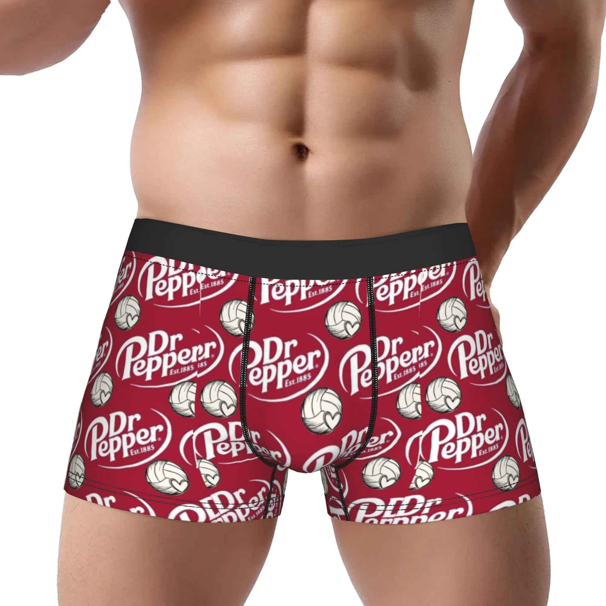dDr Pepper Volleyball Pattern  dDr Pepper Underpants Breathbale Panties Male Underwear Comfortable Shorts Boxer Briefs
