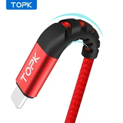 Cavo USB TOPK per iPhone 14 13 12 Pro Max 2.4A cavo Lightning a ricarica rapida per cavo dati Mini telefono iPad