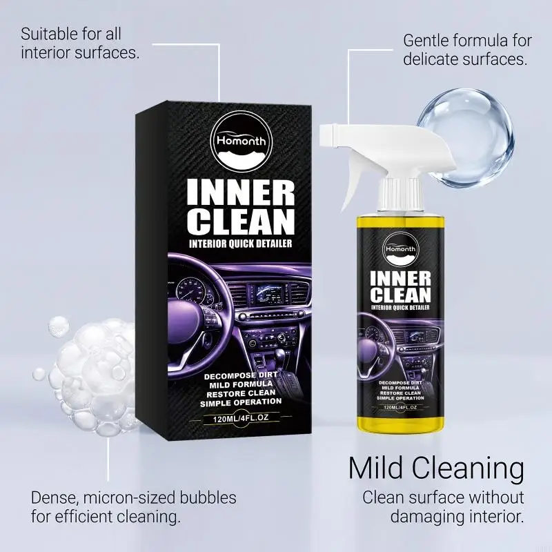 Car Interior Cleaner 120 Bottle for Dashboard and Cockpit Cleaning, Single Bottle Interior for Routine Car Cabin Care and