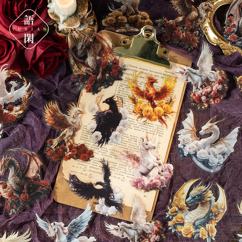 Paquete de pegatinas con tema de dragón malvado, adhesivo creativo, bricolaje, cuenta de mano, álbum diario, material de álbum de recortes, 20 Uds.