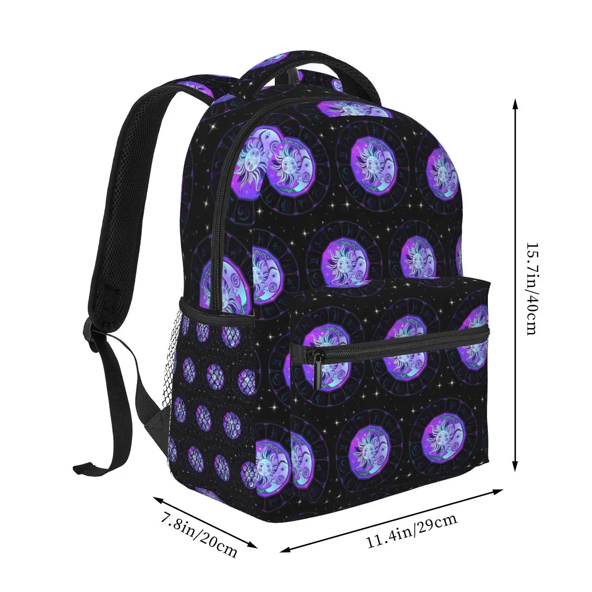 Zodiac Wheel Space Purple Backpacks Boys Girls Bookbag Students School Bags Cartoon Laptop Rucksack Shoulder Bag Large Capacity