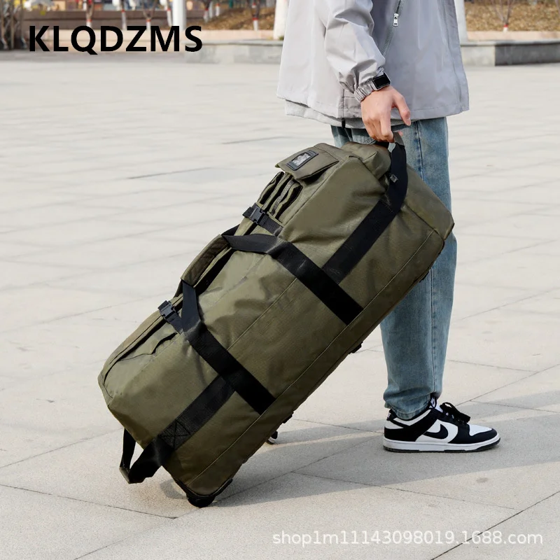 

KLQDZMS Oversized Capacity Luggage Bag Oxford Cloth Outdoor Travel Bag Men Storage Bag Airline Checked Backpack Shoulder Bag
