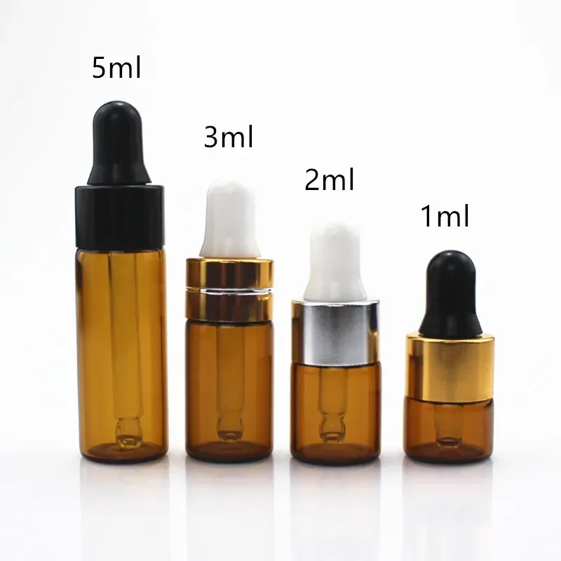 1ml 2ml 3ml 5ml Amber Glass Dropper Bottle Empty Essential Oils Bottles Dropper Refillable Clear Glass Vials