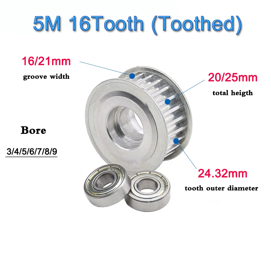 

1/2PCS Aluminum Alloy Tensioner 5M 16Tooth - 18Tooth Slot Width 16/21 With Bearing Idler Hole 3/4/5/6/7/8/9mm For Motorcycle