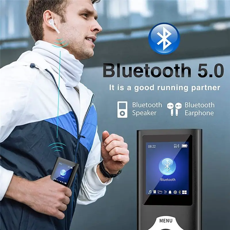 

Музыкальный плеер AYHF MP3 с Bluetooth 5.0, портативный Hi-Fi музыкальный плеер, плеер для электронных книг для детей (синий)