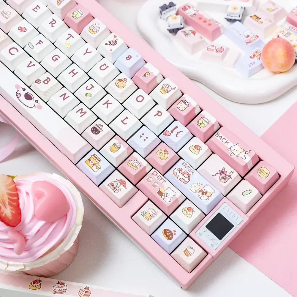 

Cream Sweetheart Cherry 145 Key PBT Maiden Cute Key Cap for Cherry MX 104/87/61 Mechanical Keyboard Accessories