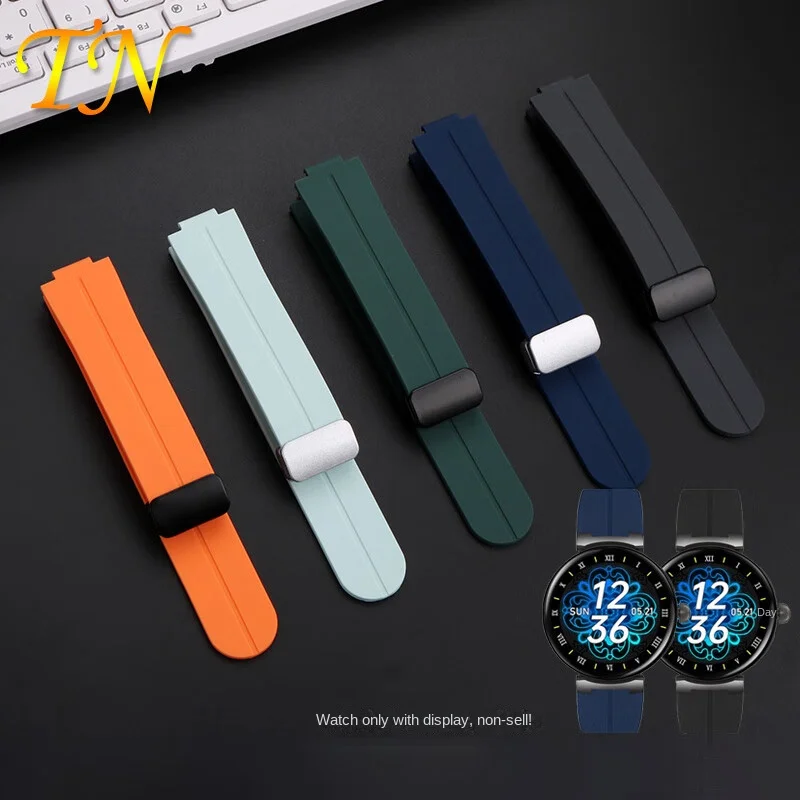 Silicone watchStrap For Louis Vuitton Tambour Q1121 Q114k Series LV Rubber Raised Mouth 12mm Men Women Watchband Magnetic Buckle