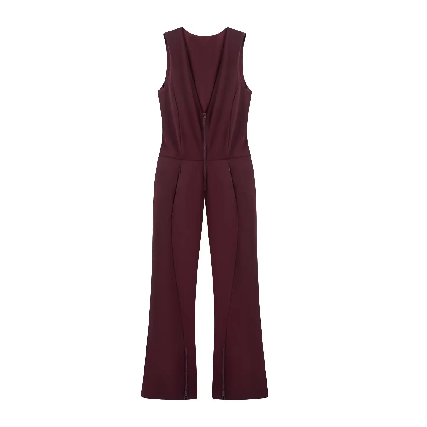 2026 Winter Women's Elegant Skateboard Windproof Slim Fit Bodysuits Lady Sleeveless V-neck Zipper Skiing Sports Jumpsuits Romper