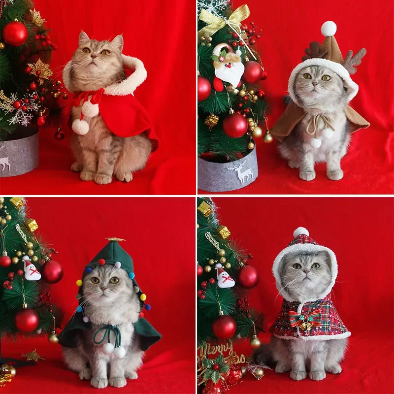 Cat dog christmas cape cape winter warm shawl nightgown cute pet new year funny clothes photo