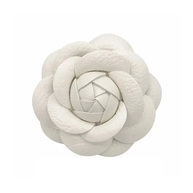 Luxury Brand Camellia Silk Fabric Flower Pin Brooch Hand-Made Flower White Flower Rose Brooch Pin