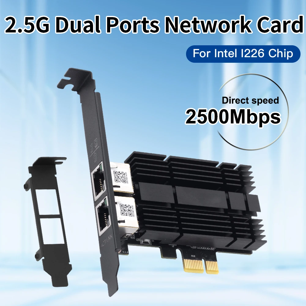 fenvi 2500Mbps PCI-E To RJ45 Network Card PCI Express Wlan Adapter Desktop Dual Ports For Intel I226 Gigabit Ethernet rj45