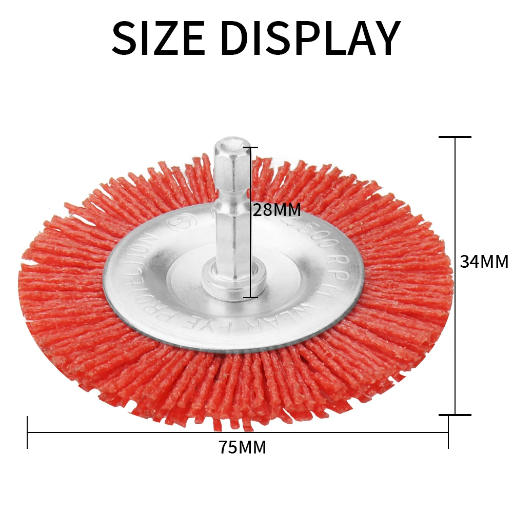 Imagem -03 - Nylon Escova Plana Roda de Fio Abrasivo para Broca Ferramenta Rotativa Polimento de Madeira Rebarbação Escovas 50 75 100 mm Ferramenta Angle Grinder