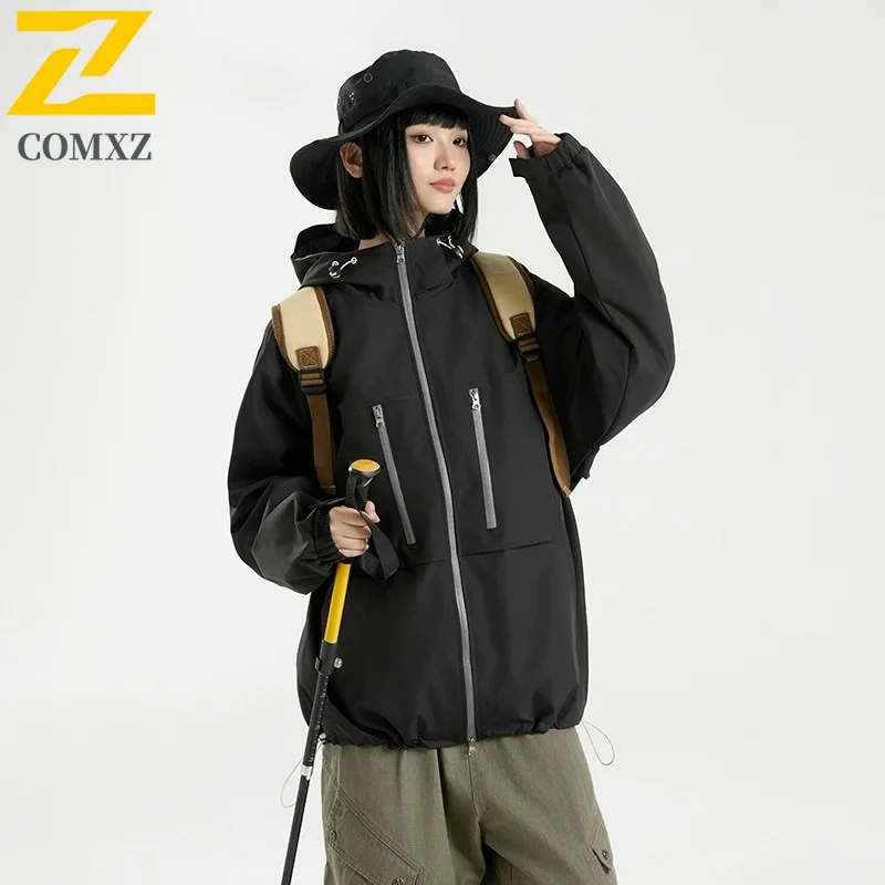 

Мужская зарядная куртка, осенняя новая однотонная уличная ветрозащитная водонепроницаемая дышащая куртка с капюшоном, куртка на молнии для отдыха и лагеря