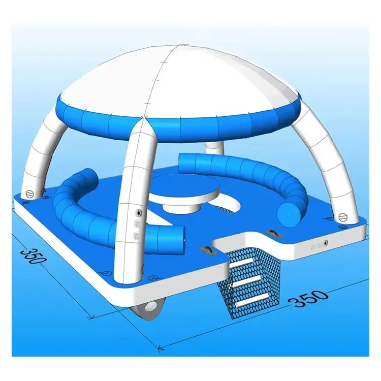 PVC Inflatable Platform Dock Water Play Equipment Floating Swimming Pool Drop Stitch Jetski Roll up air Dock Platform with Tent