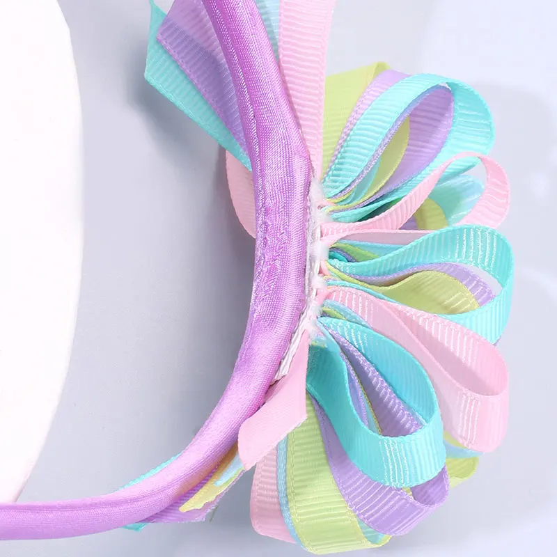 Cute Flower Hair Hoop Boutique Kids Hairband Sweet Ribbon Headbands Boutique Headwear Girls Hair Accessories Hair Styling Tools