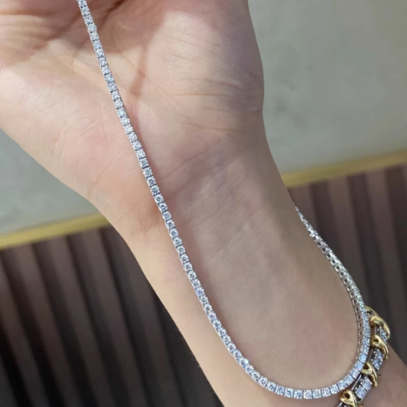Neue S925 Sterling Silber Hip Hop Voller CZ Halsband Kette Halskette Für Frauen Luxus Cubic AAA Zirkon Kurze Zubehör Edlen Schmuck – Detail 7