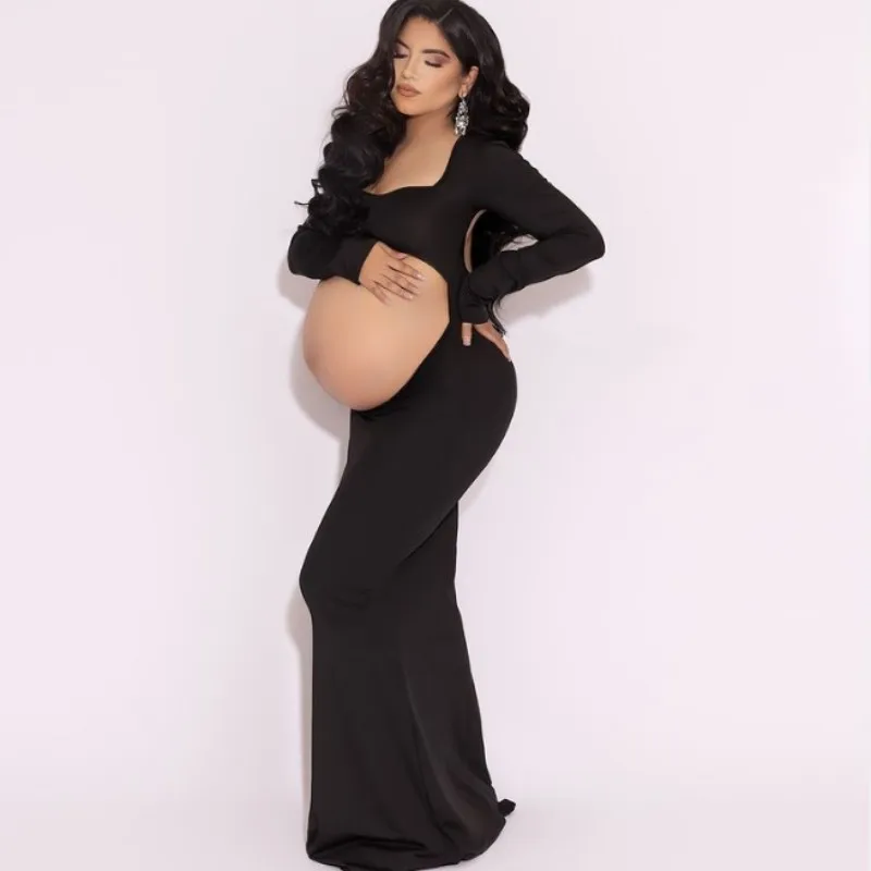 Maternity Photoshoot Dresses Sexy Cut Out Backless Maxi Dress Baby Shower Wedding Party Dress Pregnant Women Photography Clothes