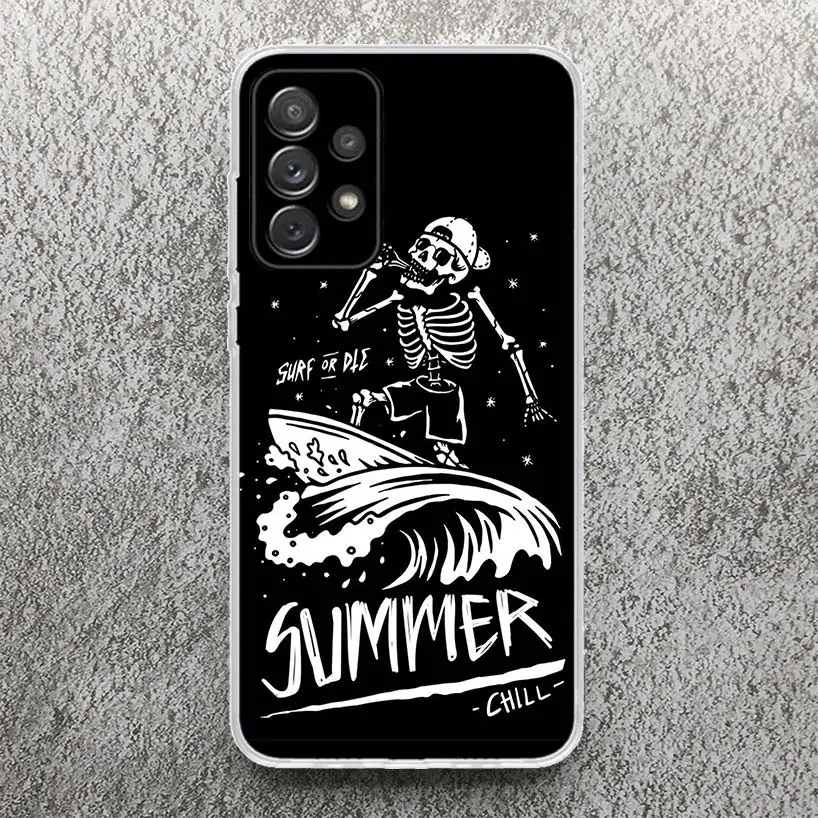 Coque de téléphone esthétique Surf Board pour Samsung Galaxy, A15, A55, A14, A54, A13, A53, A12, A52S, A25, A24, A34, A23, A35, A33, A22, A32, A04S, A03S, A0