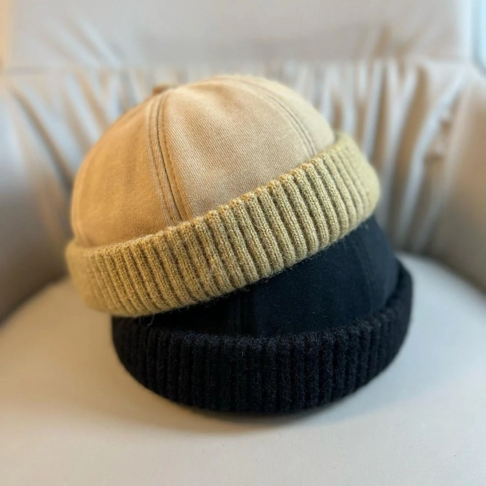 Herbst- und Wintermütze aus Melonenfell, modischer randloser Matrosenhut, lässiger modischer Straßenhut für Herren und Damen – Detail 4