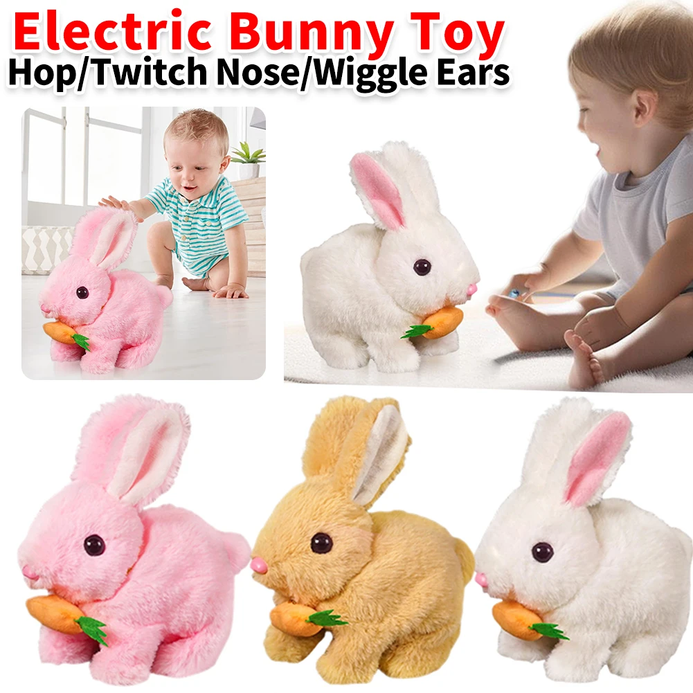 

Имитация электрического кролика, игрушка для домашних животных со звуками и движением, милый электрический кролик, интерактивные игрушки, прыжки, близнецы, встряхивающие уши