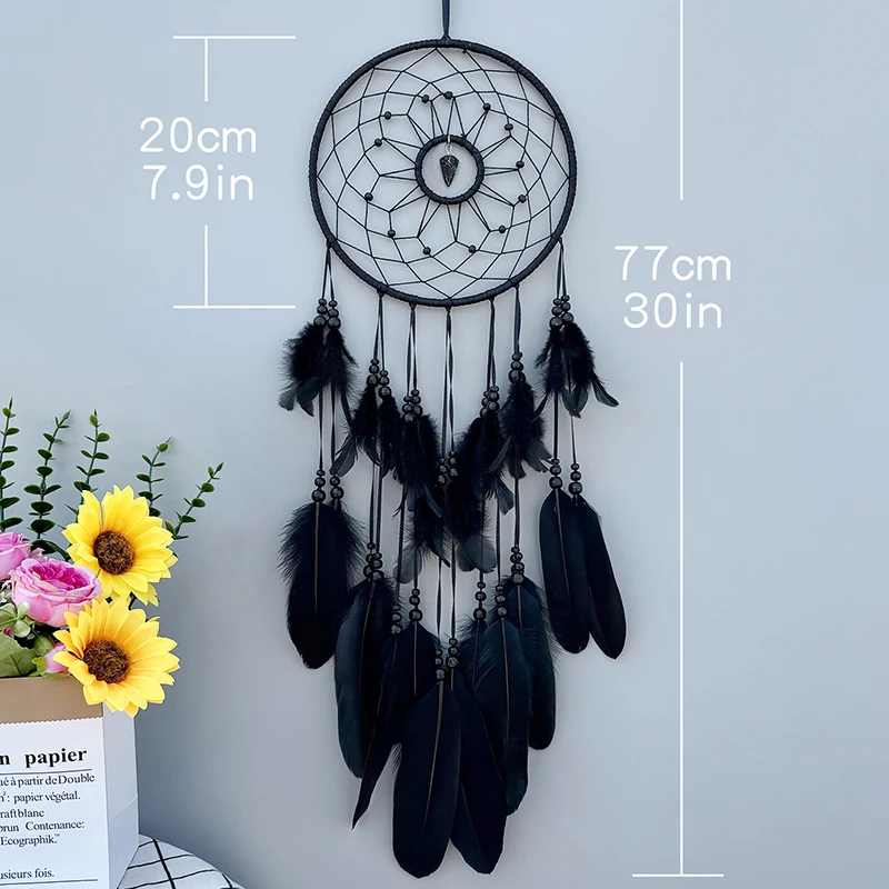 Nordic Dream Catcher Handmade  White Feather Wind Chimes Crystal Wall Pendant Birthday Festival Gifts Bedroom Hanging Ornaments