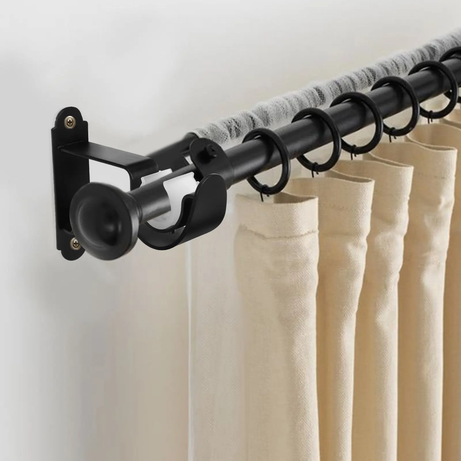 

2Pcs Curtain Rod Bracket Heavy Duty Iron Wall-Mounted Bracket for Curtain Rod Support Window Drapery Door Shower Use