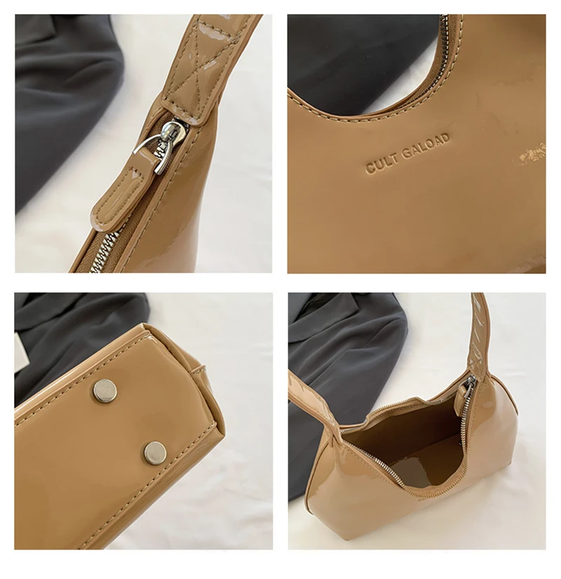 Fashion Luxury Brand Women\'s Shoulder Bag High Quality Patent Leather Tote Bag Waterproof Armpit Bag Solid Color Women\'s Handbag