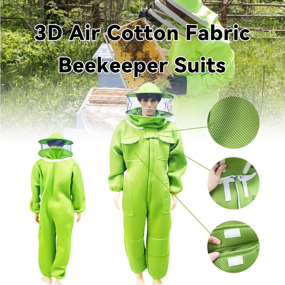 Max Protect 3D Air Cotton Fabric Design Beekeeping Suit with Veils Round and Fencing Safe and Protected for Beekeeper