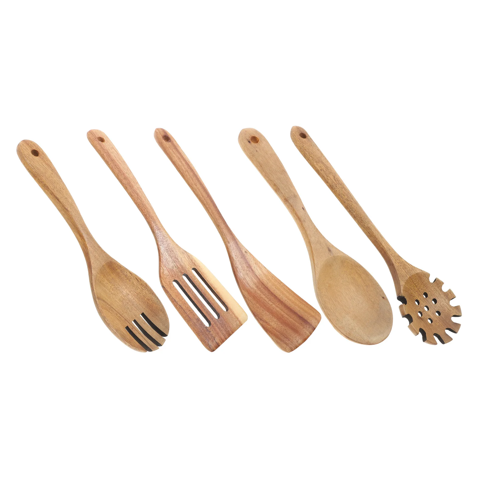 

5 Pcs Tableware Wood Cooking Spoons Set Kitchen Tools Soup Spoon Gadgets Cooking Essentials Wooden Spoons