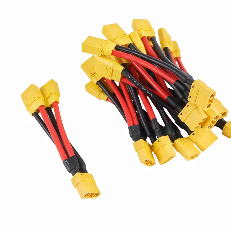 XT90H Male Female Cable Parallel Battery Connector  10AWG Silicone Wire Dual Extension Cable Y Splitter for Battery Motor