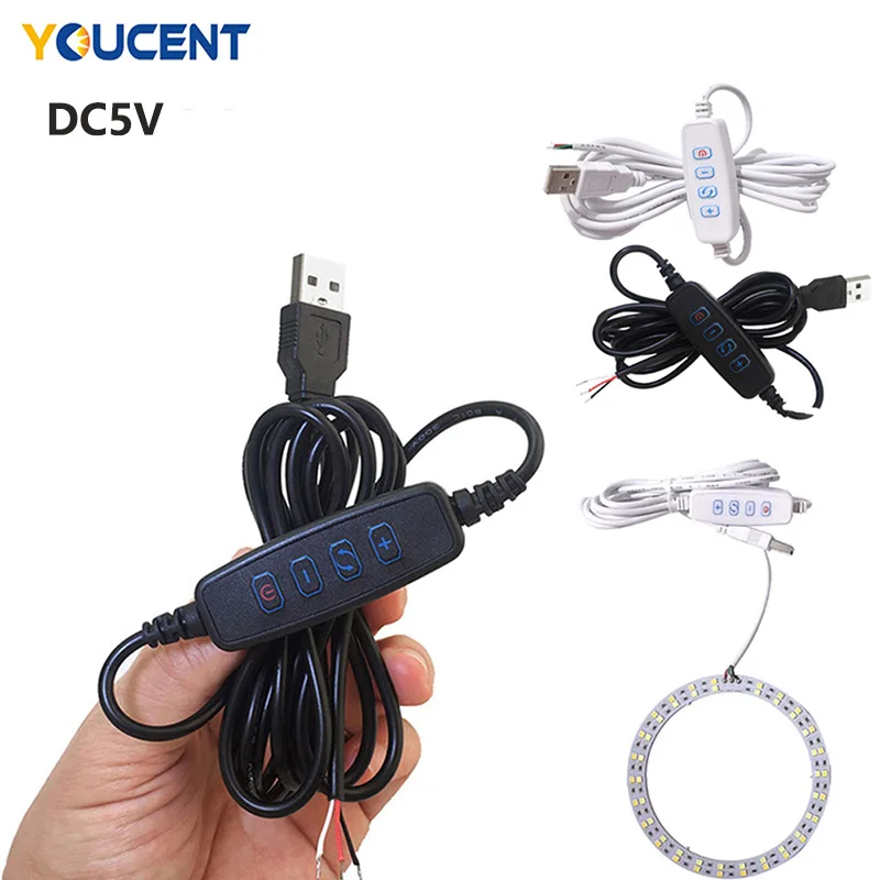 DC 5V LED Dimmer USB Port Power Supply Line Dimming Color-matching Extension Cable With ON OFF Switch Adapter For LED Light Bulb