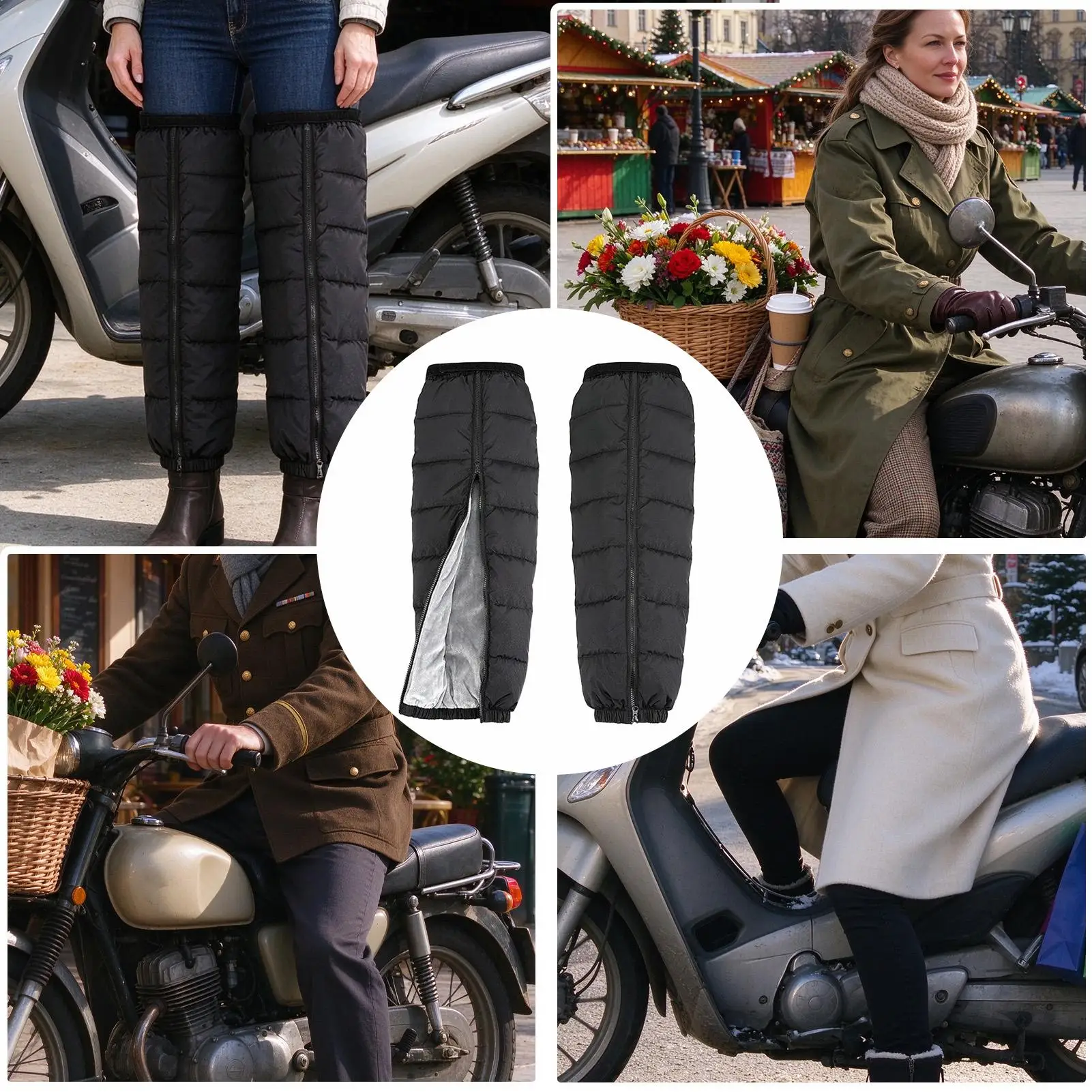 Motorcycle Thermal Knee Pads Windproof Cold Weather Skiing Gaiters Cold Weather Riding Knee Protector For Women Men Cycling