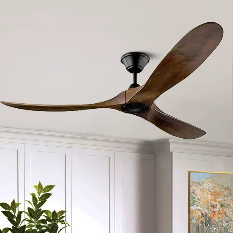 52 60 Inch Large Ceiling Fan Only Remote Control DC Motor Reverse Wood Blades Fans Lighting High Quanlity Design Wooden Fans