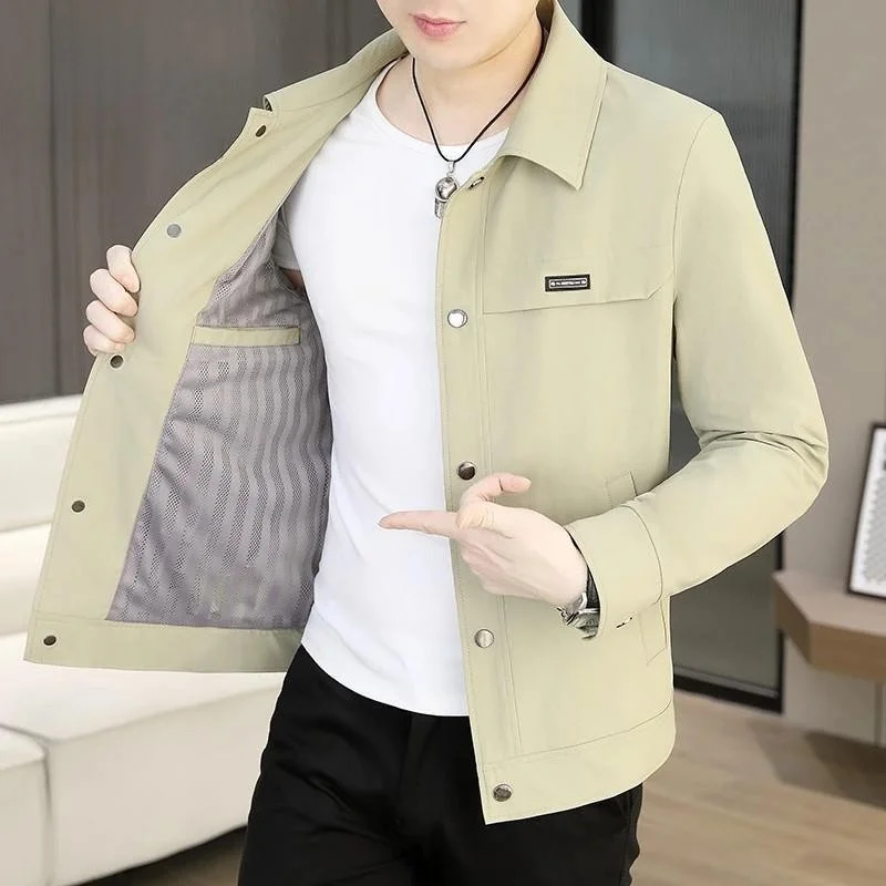 

Pierre Cardin 2025 Spring Summer Men's Faionable Collared Jaet Slim Fit Thin Outerwear Stand Tailoring Easy Care Polye...