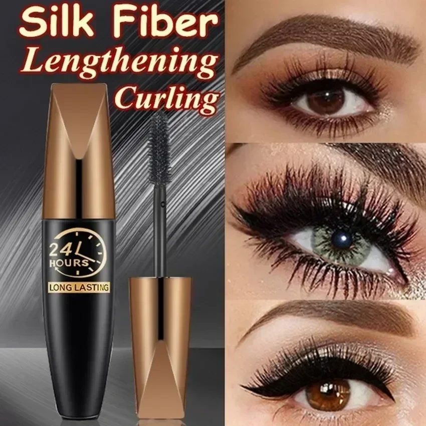 5D Waterproof Mascara Lengthens Eyelashes Extension Black Silk Fiber Mascara Female Makeup Cosmetic Waterproof Mascara