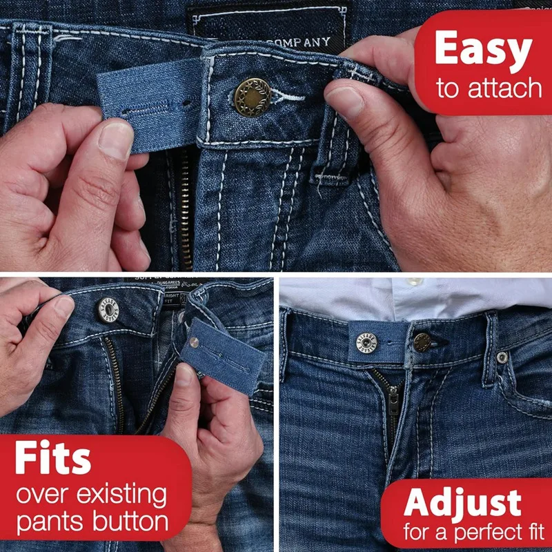 Extensor de botão para calças cintura, Jeans Extender, durável, vários estilos, homens e mulheres, 6 peças