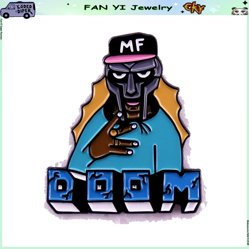 

90s Hiphop Artist Metal Enamel Pins The Iron Mask Band Lapel Badge Denim Jacket Backpack Brooch Decoration Given Fans Gifts