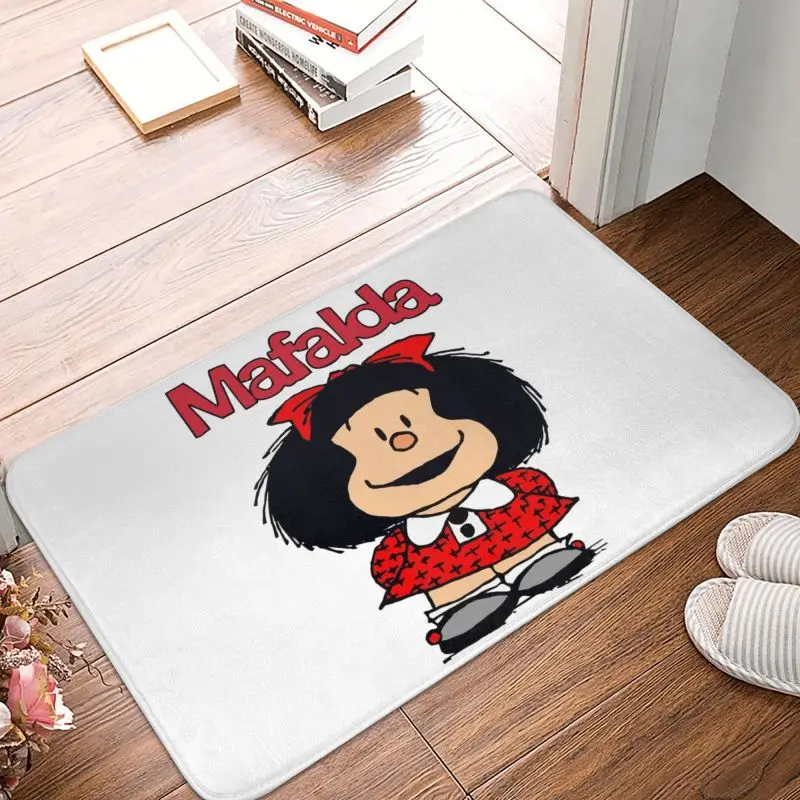 Cute Mafalda Doormat Anti-Slip Entrance Kitchen Bathroom Floor Door Mat Argentine Cartoon Quino Comics Garden Rug Carpet Footpad