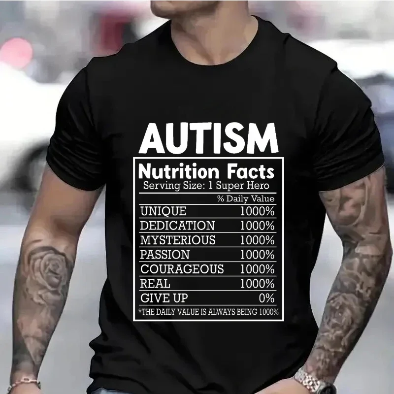 Autism Quote Summer Tees Acceptance Y2k Tops COTTON Men Clothing Autism Nutrition Shirt for Men Autism Awareness Month T-shirts